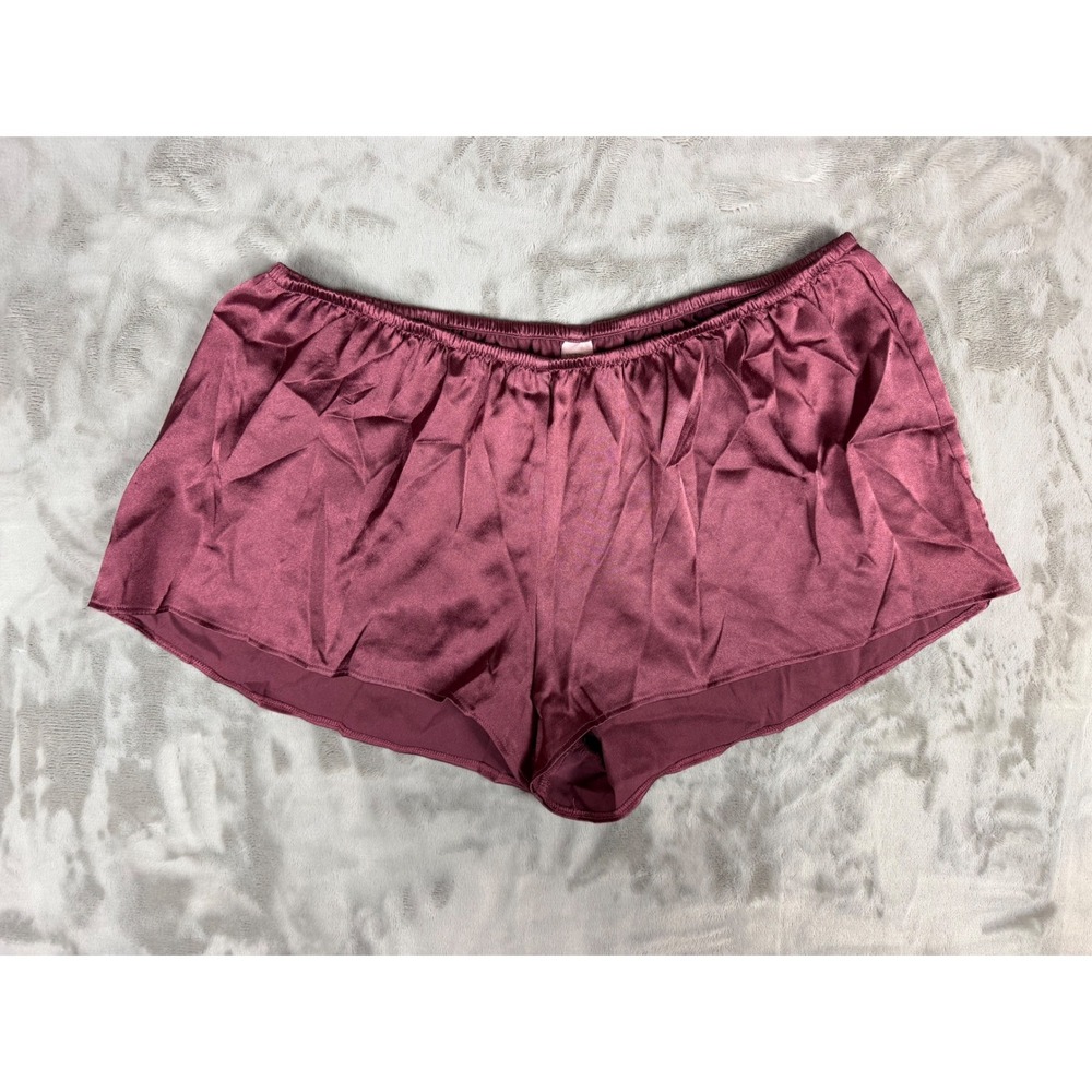 Victorias Secret Burgundy Satin Sleep Shorts Elastic Waist XS Burgundy Wine